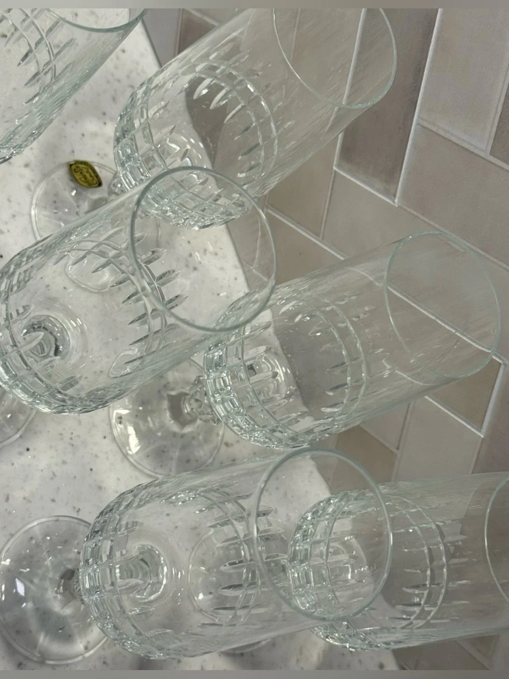 VINTAGE BOHEMIA CRYSTAL - Belfast Pattern - Lot Of 6 Fluted Champagne Glasses